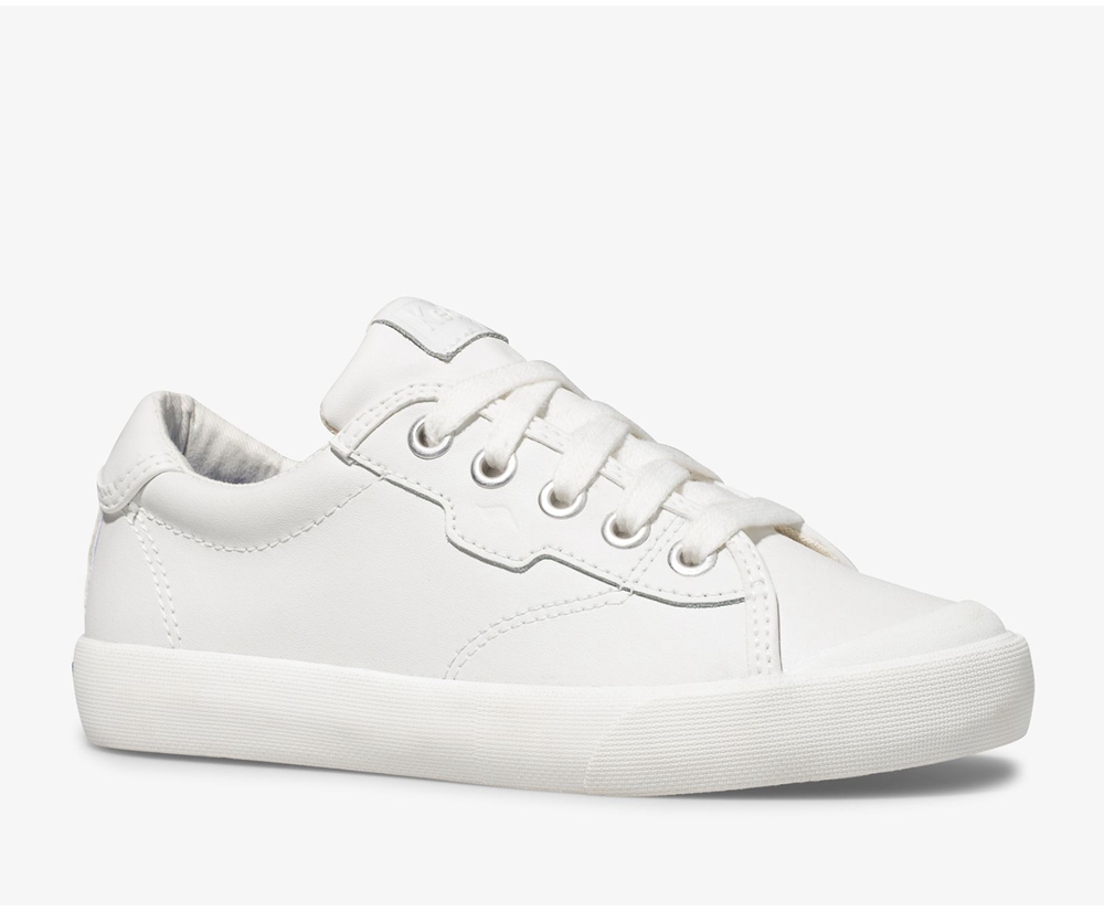 Kids Keds Sneakers - Crew Kick 75 Leather - White - 8673-WRGHM